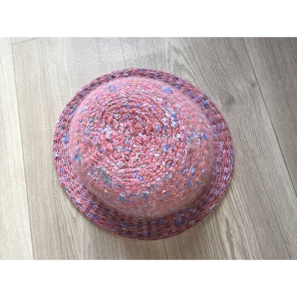 Pink Multicolor Woven Wool Blend Bucket Hat Made In Italy Womens - Picture 4 of 6